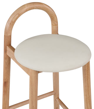 Meridian Furniture Calvin Vegan Leather Stool, Cream, Natural Finish