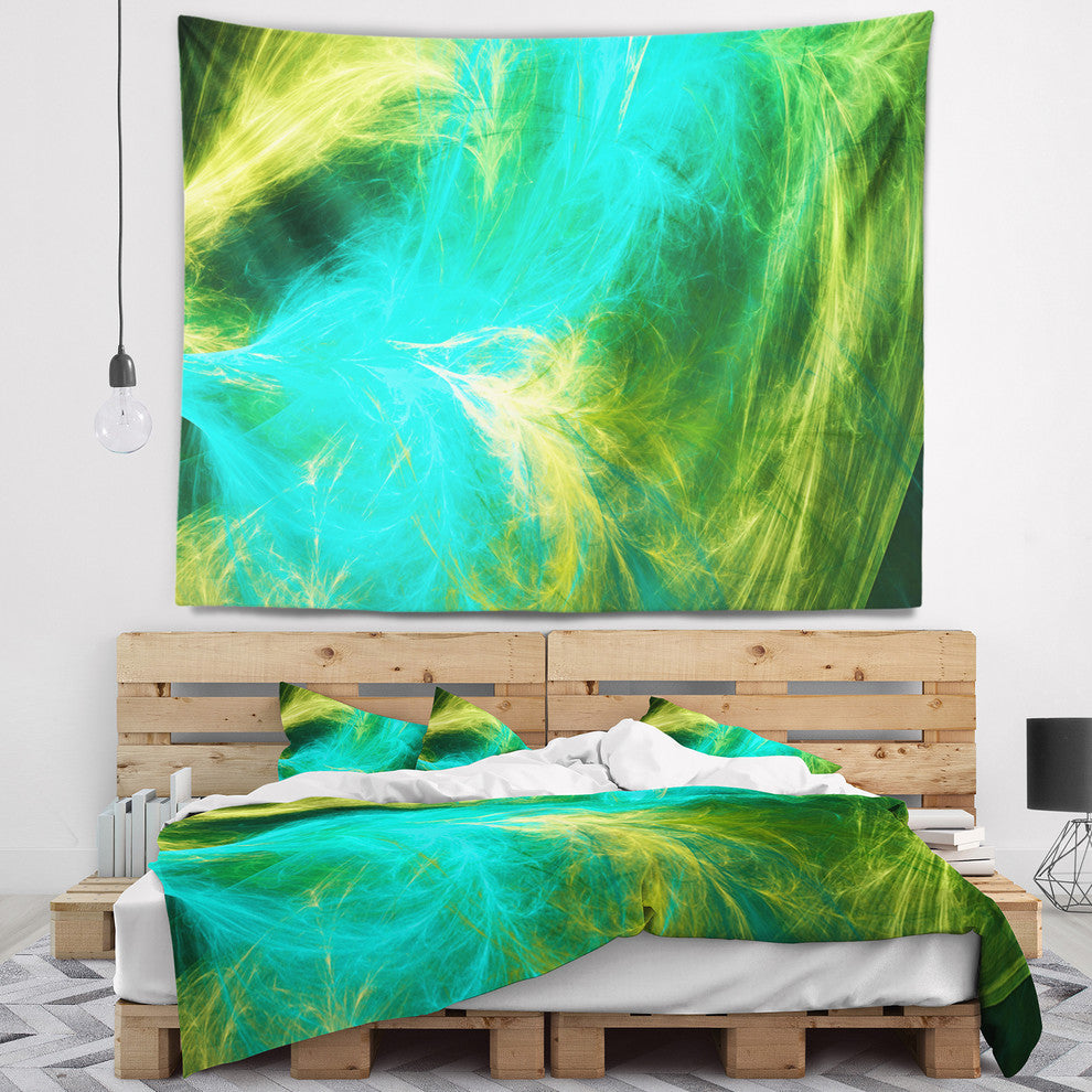 Green Mystic Psychedelic Design Abstract Wall Tapestry, 60"x50"