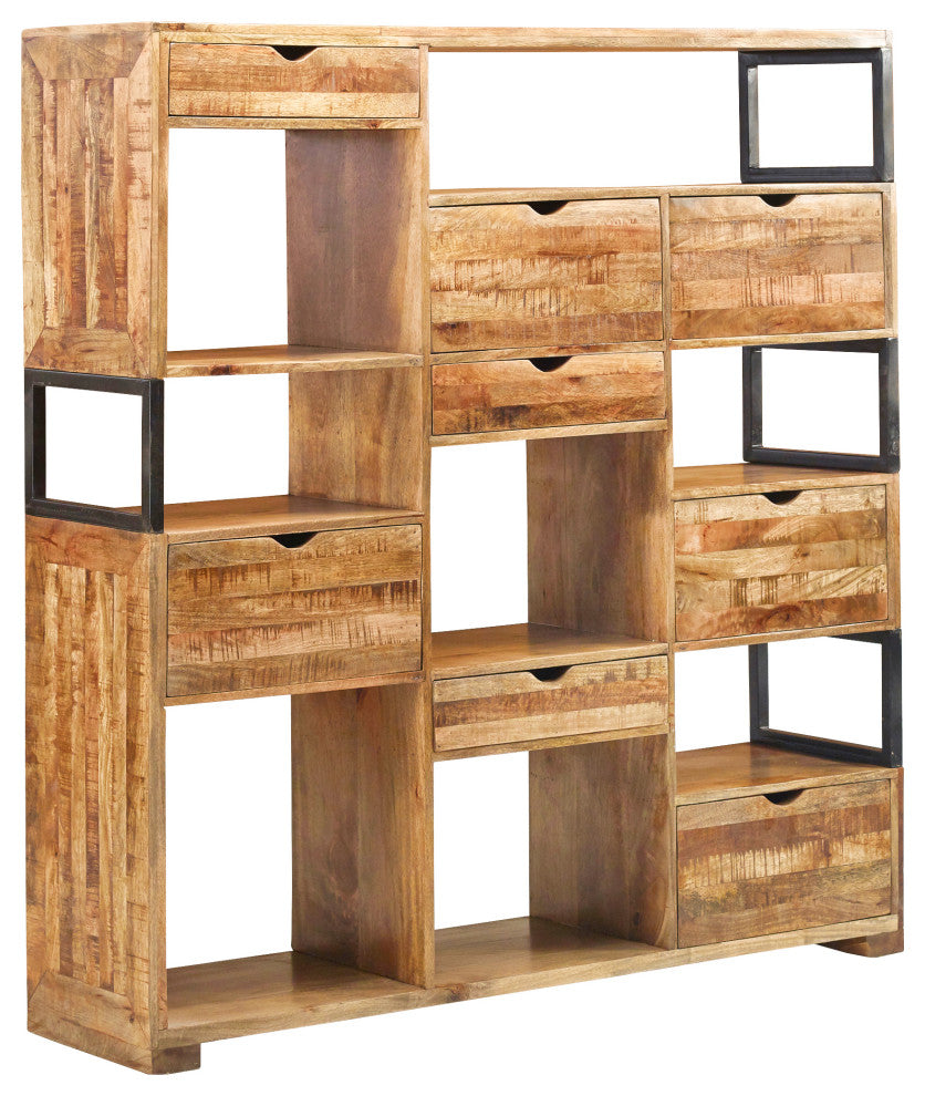57" Square Bookshelf Standing Cabinet 8 Drawer 8 Shelves Display Office Cabinet