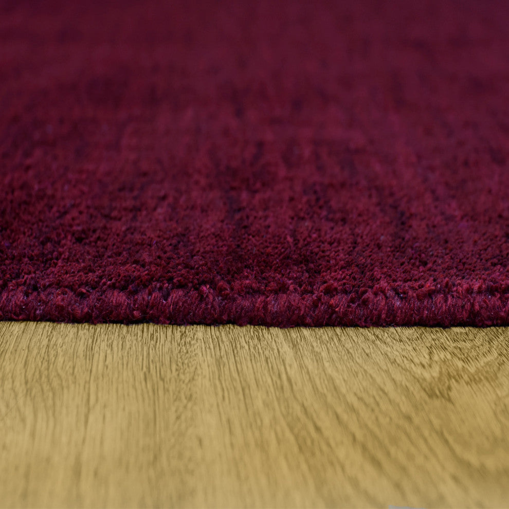 Hand Knotted Loom Silk Mix Area Rug Solid Dark Red, [Square] 10'x10'