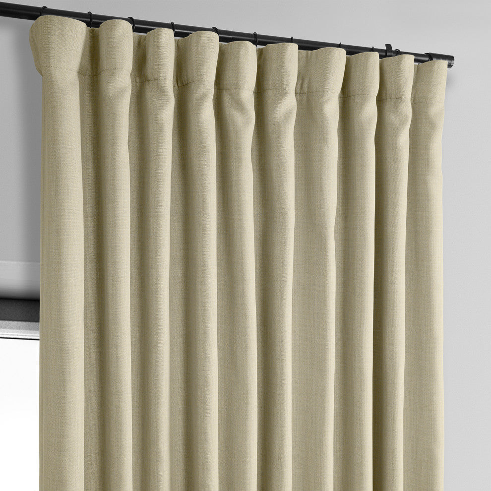 Faux Linen Extra Wide Curtain Panel, Thatched Tan, 100x96