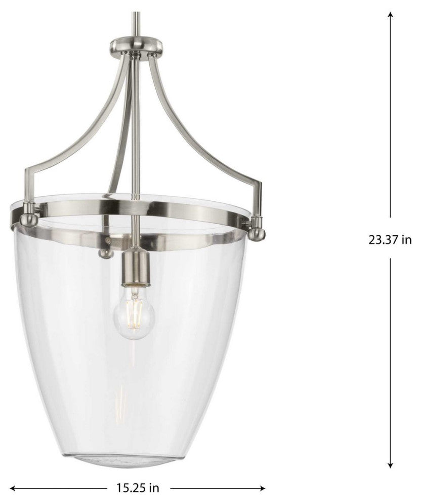 Parkhurst Collection One-Light Brushed Nickel Clear Glass Pendant Light