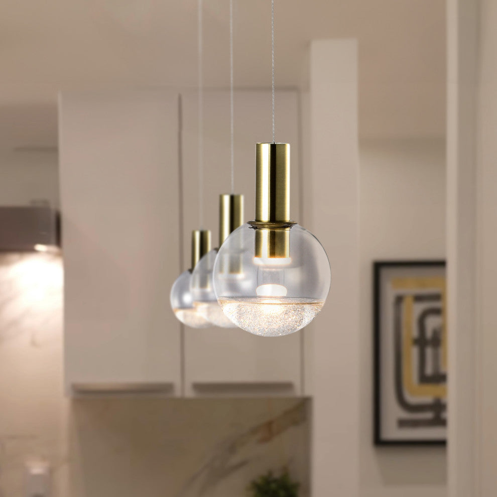 Sienna 5" ETL Certified Integrated LED Pendant Lighting Fixture, Brass