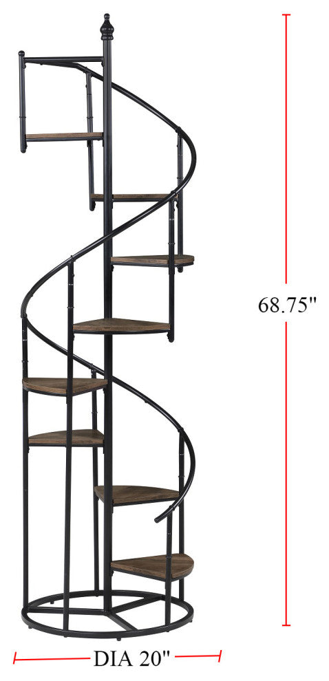 8-Shelf Staircase Bookcase, Black and Rustic Brown