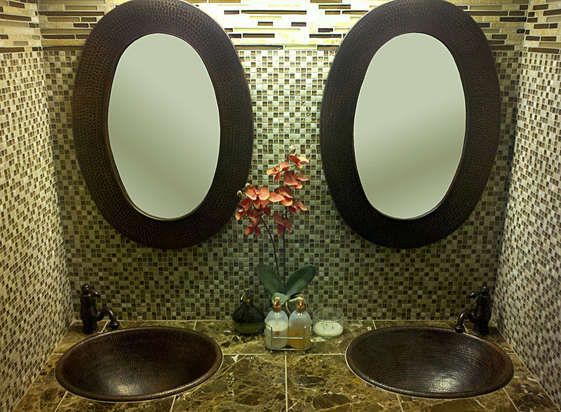 Premier Copper LO20RDB Master Bath Oval Self Rimming Hammered Copper Bath Sink