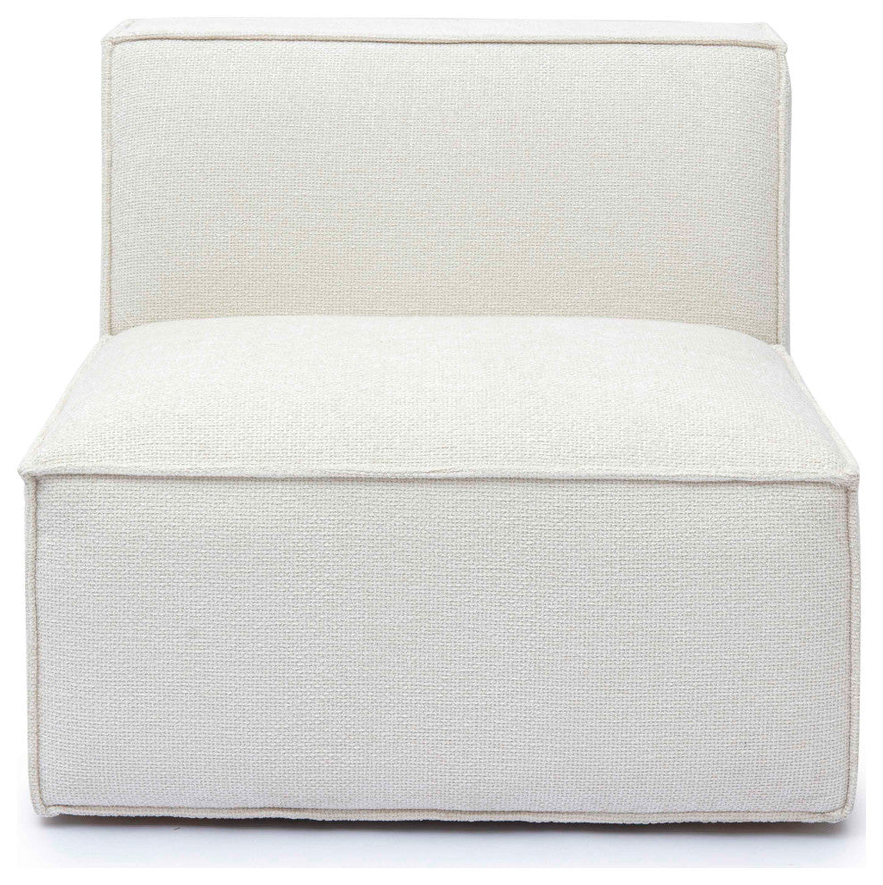 Mindy Chenille Basketweave Armless Chair, Cream