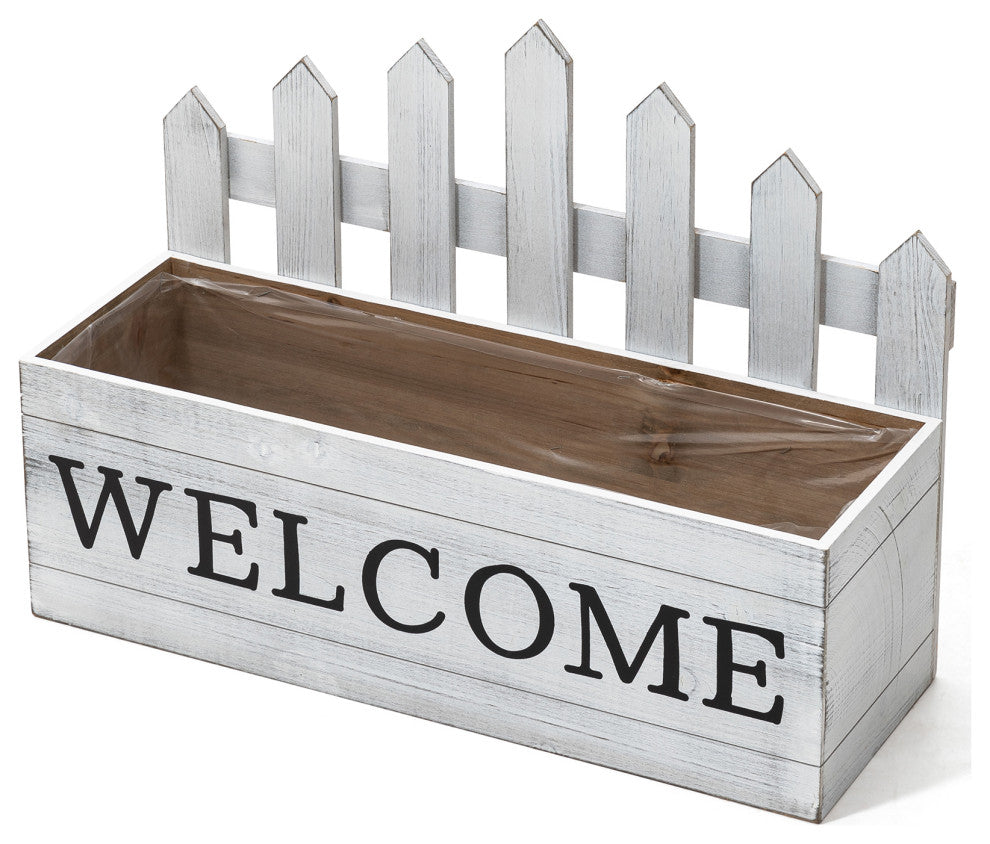Set of 2 Fence-Inspired Planter Stands, White