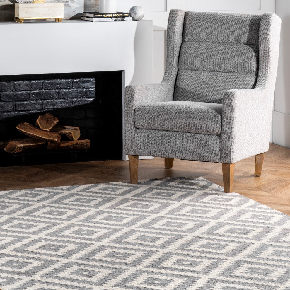 Nuloom Hand-Tufted Geometric Tuscan Rug, Grey 7'6"x9'6"