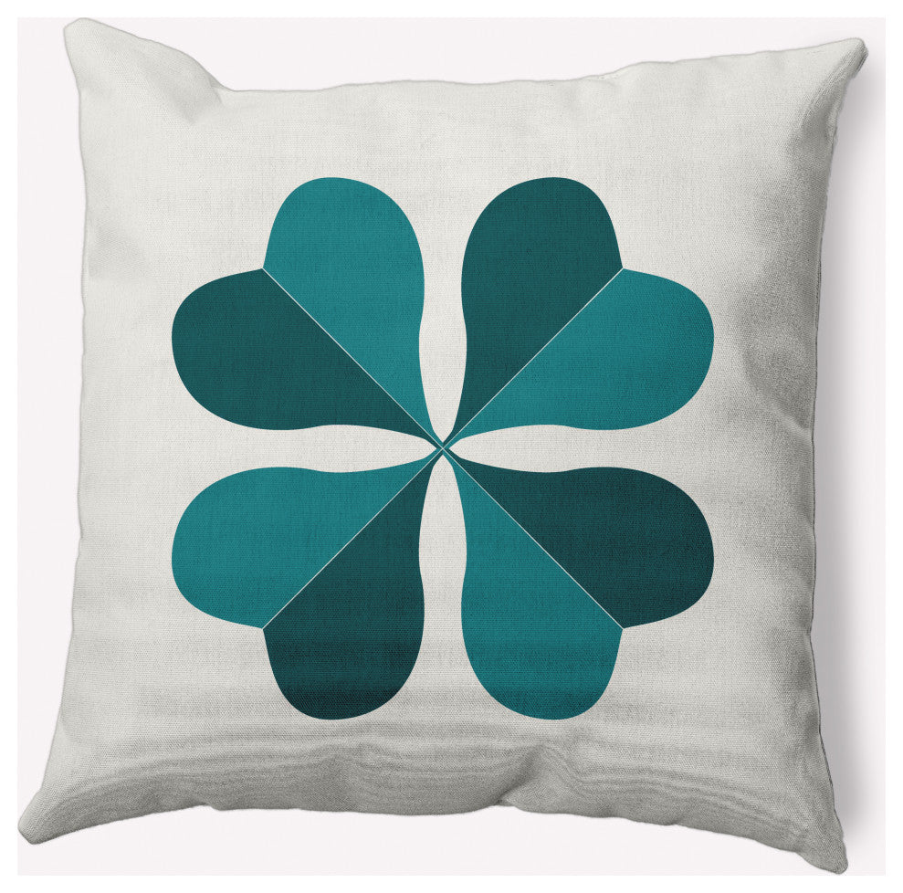 Lucky Clover St. Patrick's Day Throw Pillow, Ocean Abyss Green, 20x20"