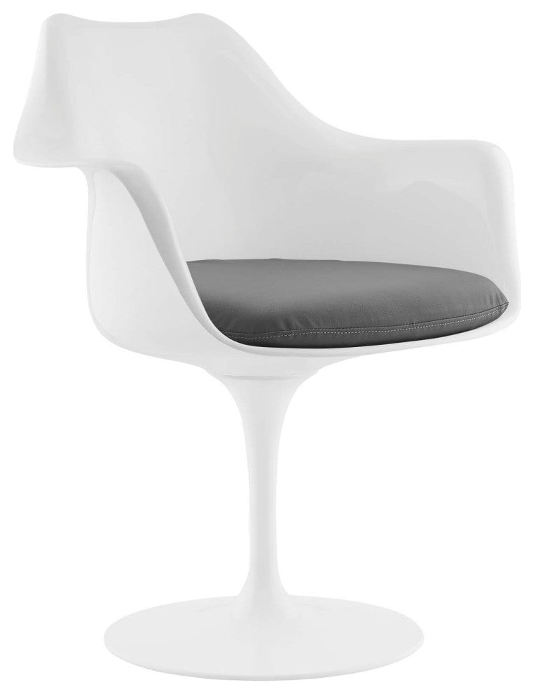 Modern Gray Tulip Dining Vinyl Armchair