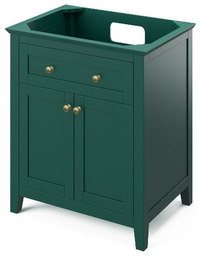 Chatham Traditional 30" Forest Green Single Sink Vanity, Black Granite Vanity To
