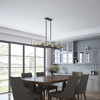 Rustic Farmhouse Matte Black 8-Light Kitchen Island Chandelier