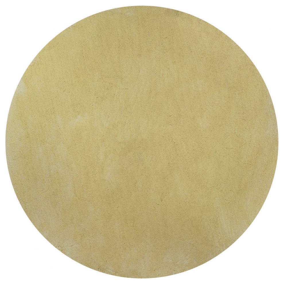 8' Canary Yellow Round Indoor Shag Rug