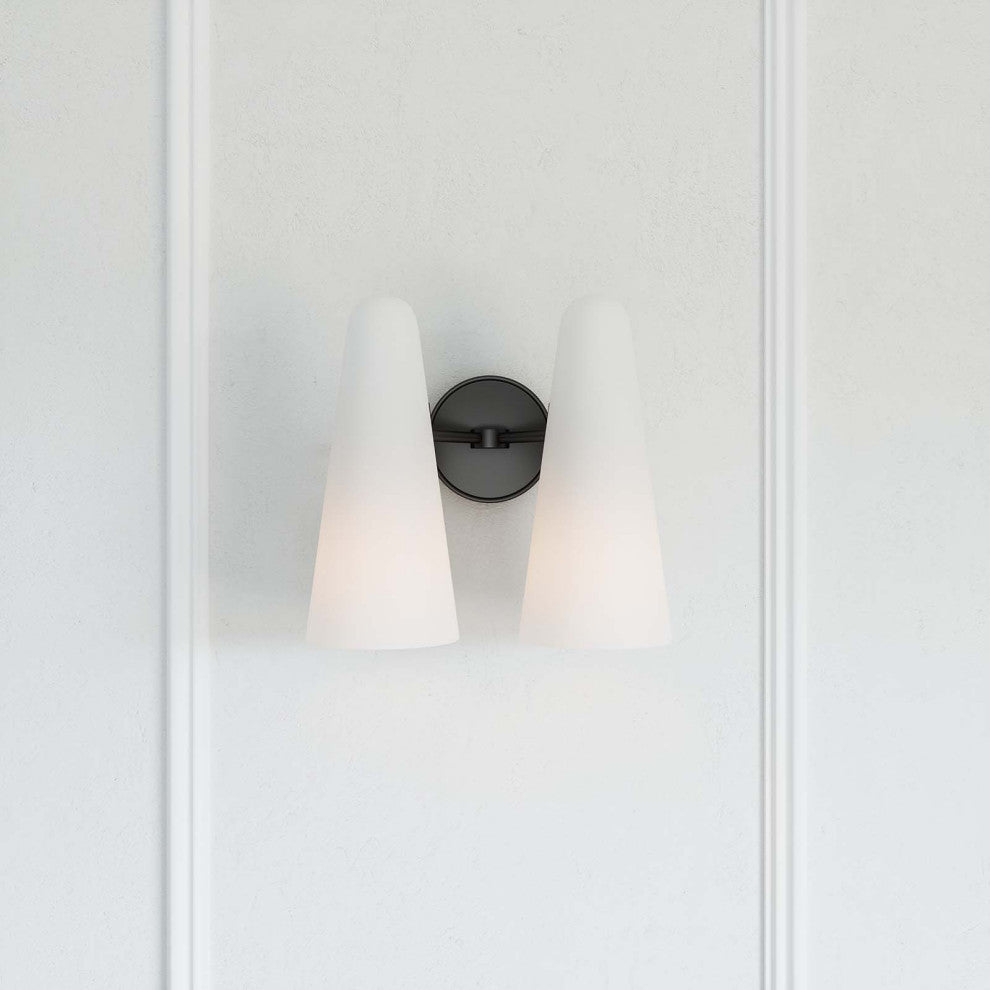 Beacon 2-Light Wall Sconce, Opal Black