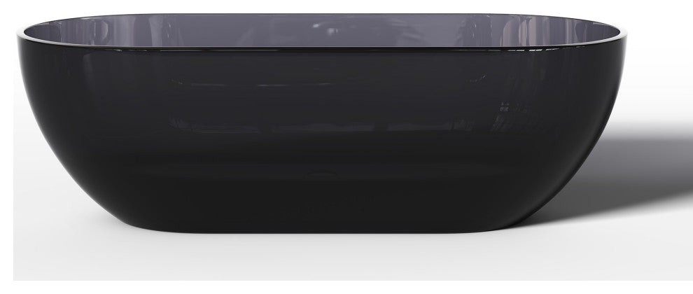 69" Solid Surface Freestanding Flatbottom Soaking Bathtub, Grey
