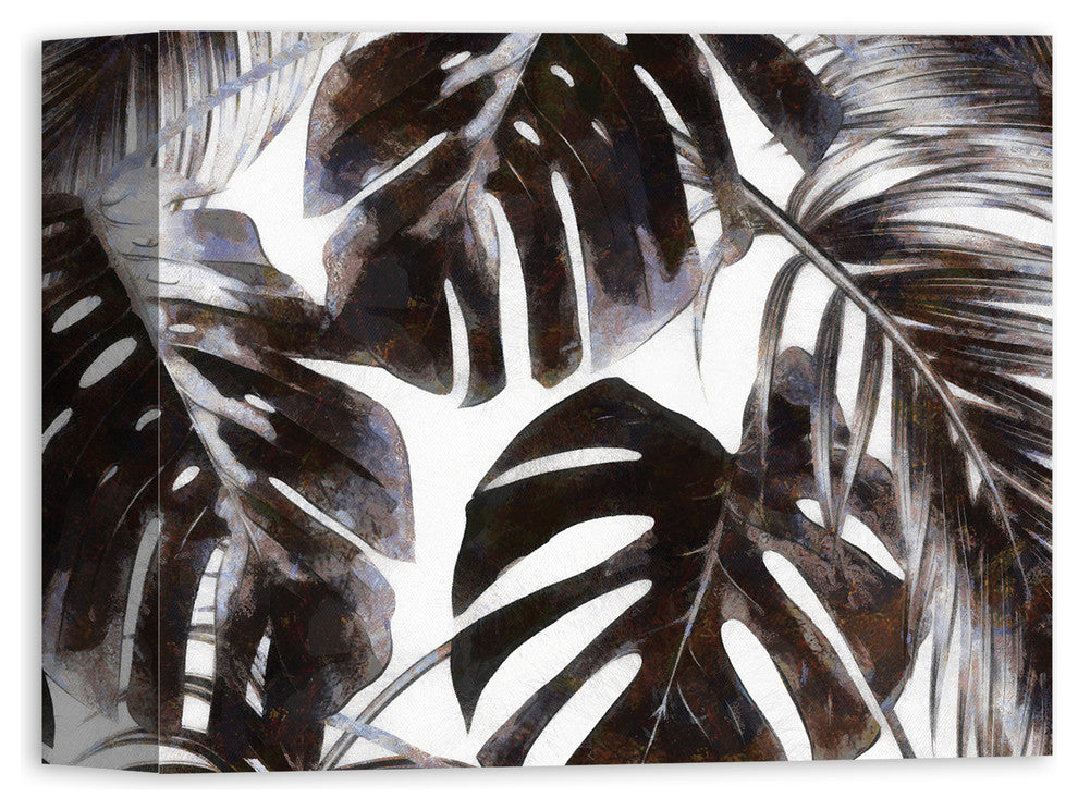 Gray Palm Leaves 8x10 Canvas Wall Art
