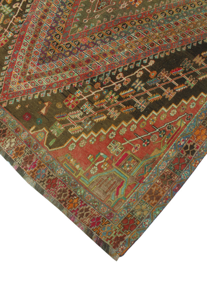 Semi-Antique Catalan Green Rug