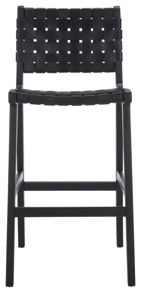 Safavieh Adah Leather Bar Stool, Black
