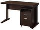 2-Piece Desk Set with Rolling File Cabinet, Brown