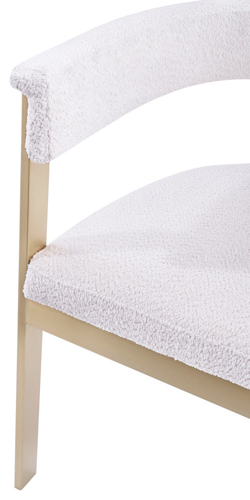 Modrest Pontiac Beige Wool Velvet and Gold Dining Chair
