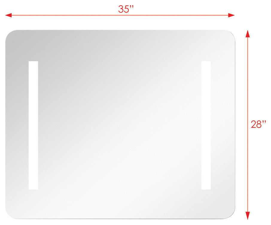 Transolid Veda 35-in X 30-in LED Back-Lit Mirror with Touch Sensor, Silver