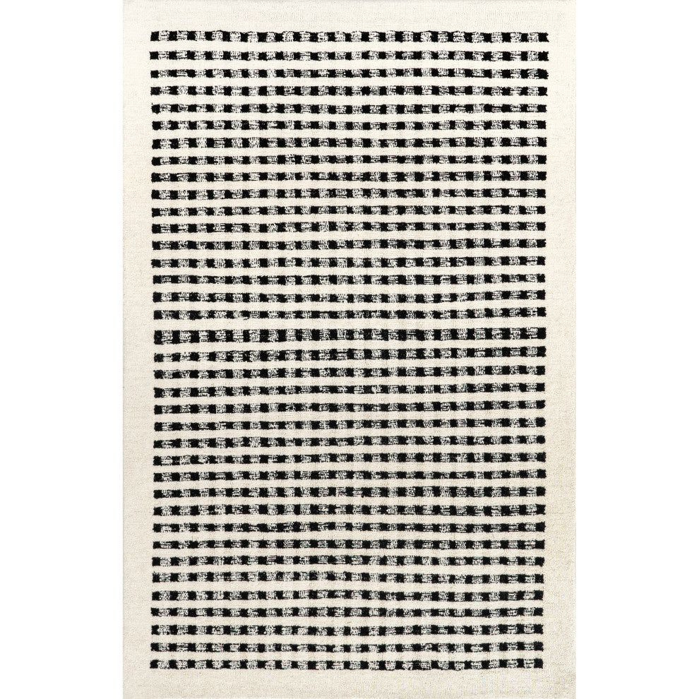 Nuloom Adahlia Checkered Wool Rug, Ivory 5' x 8'