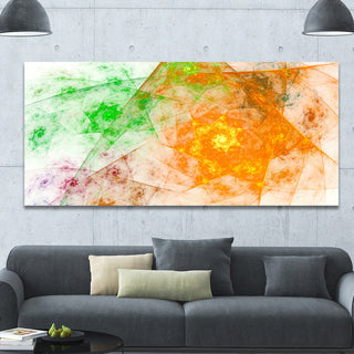 Green Yellow Rotating Polyhedron, Oversized Abstract Canvas Art Print, 60x28