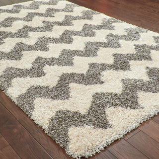 Hartley Chevron Stripes Gray and Ivory Area Rug, 1'10"x3'3"
