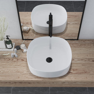 16x16" Square White Finish Ceramic Bathroom Vessel Sink
