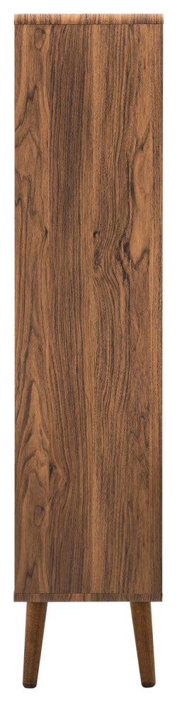 Bookcase Wall Shelf Rack, Walnut, Wood, Modern, Mid Century Hotel Lounge Cafe