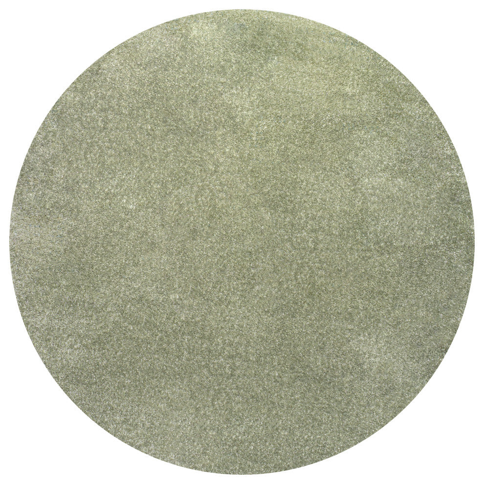 Haze Solid Low-Pile Runner Rug, Green, 5' Round