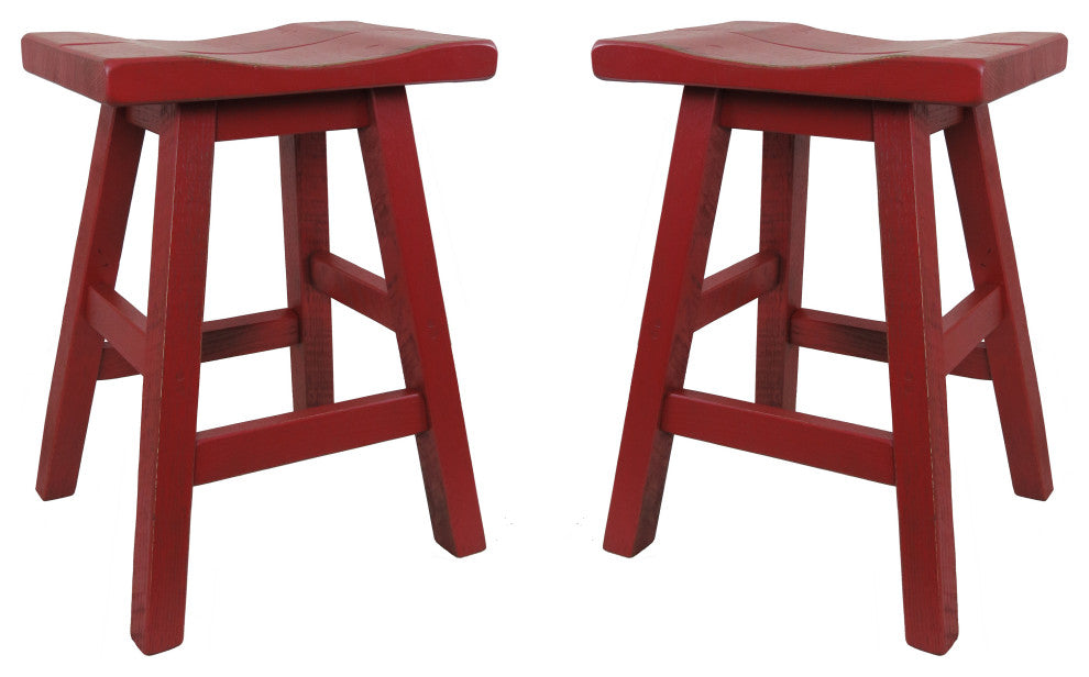Saddle Swivel Bar Stool - Red Barn Stain (SET of 2), 30" Seat Height