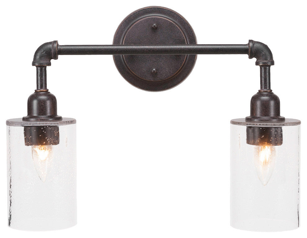 Vintage 2 Light Bath Bar, 4", Clear Bubble Glass