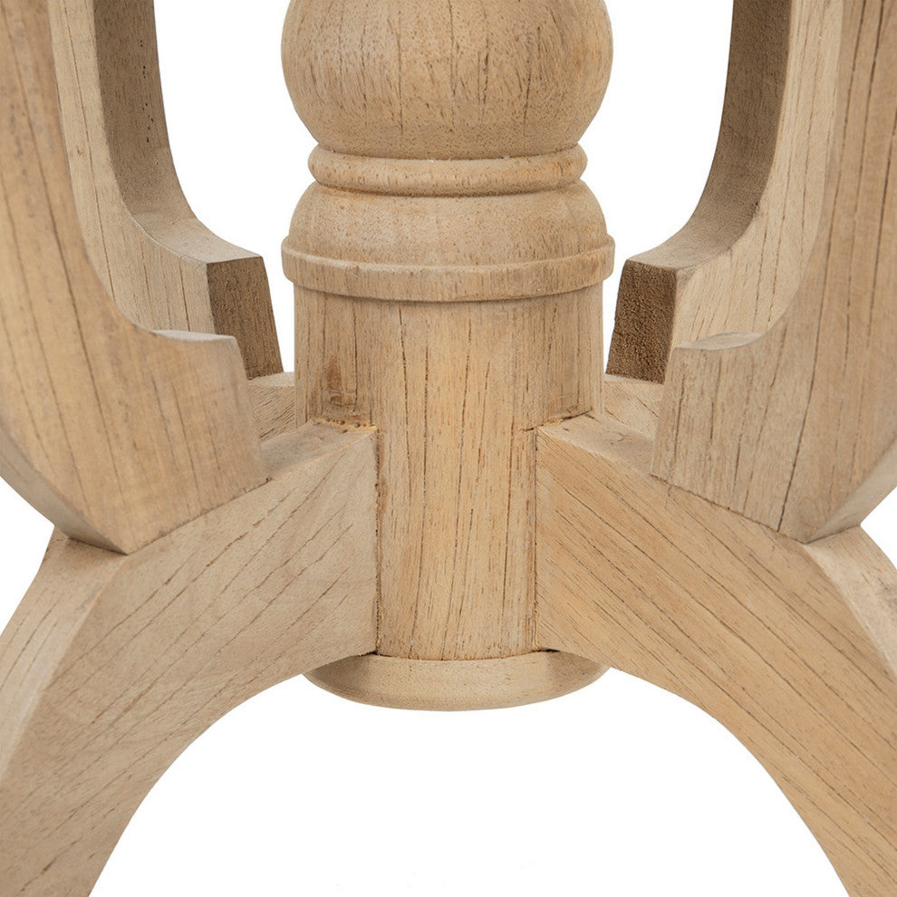 Benzara BM285112 Round Side Table, Turned Legs, Classical, Wood Grain, Brown