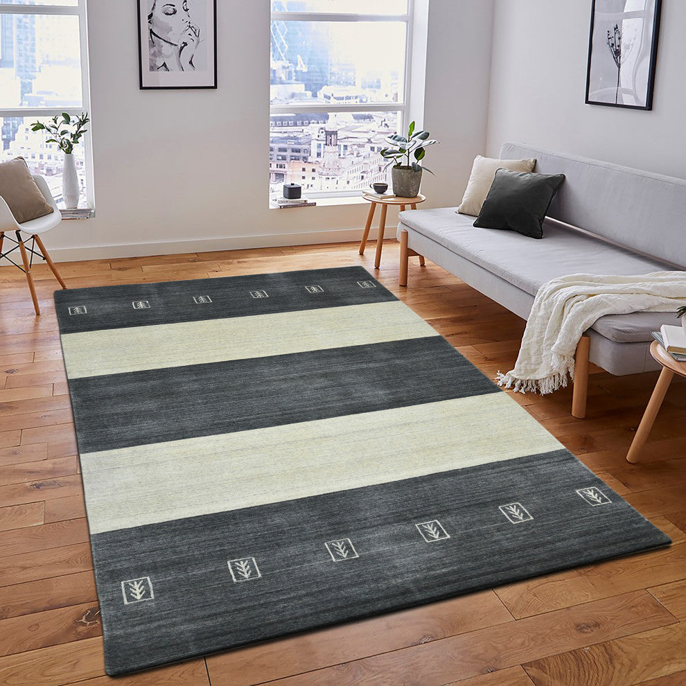 Blend Yorkshire Area Rug, Charcoal, 9' x 12', Striped