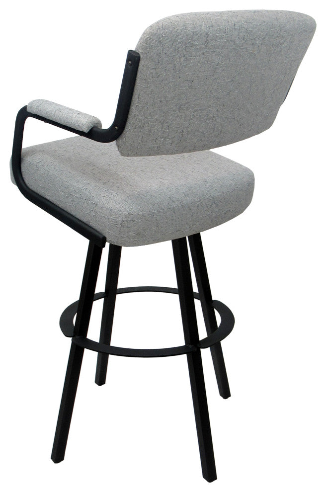 Swivel Metal Bar Stool on Warren Base, Hemsath Slate/Black, 26"