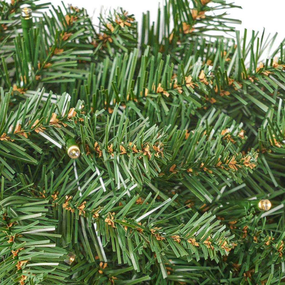 24" Norway Spruce Pre-Lit Warm White LED Artificial Christmas Wreath, Green