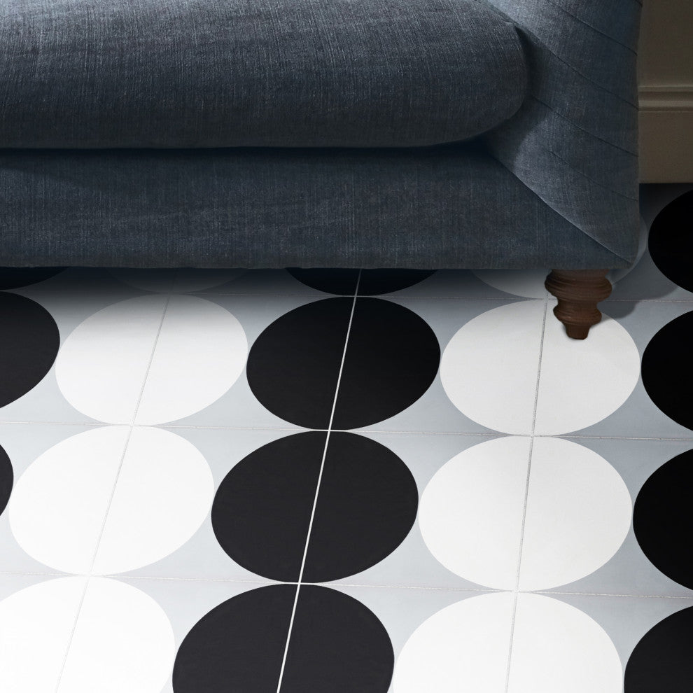 Asni Handmade Cement Tile, Black/Gray, Sample