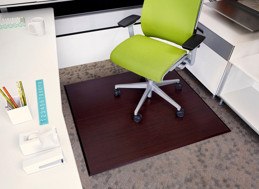 Rustin Bamboo Tri-Fold Chair Mat, Dark Cherry, No Lip, 42"x48"
