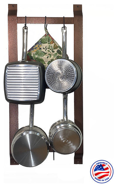 Rogar Ultimate Wall Mounted Pot Rack, Hammered Copper