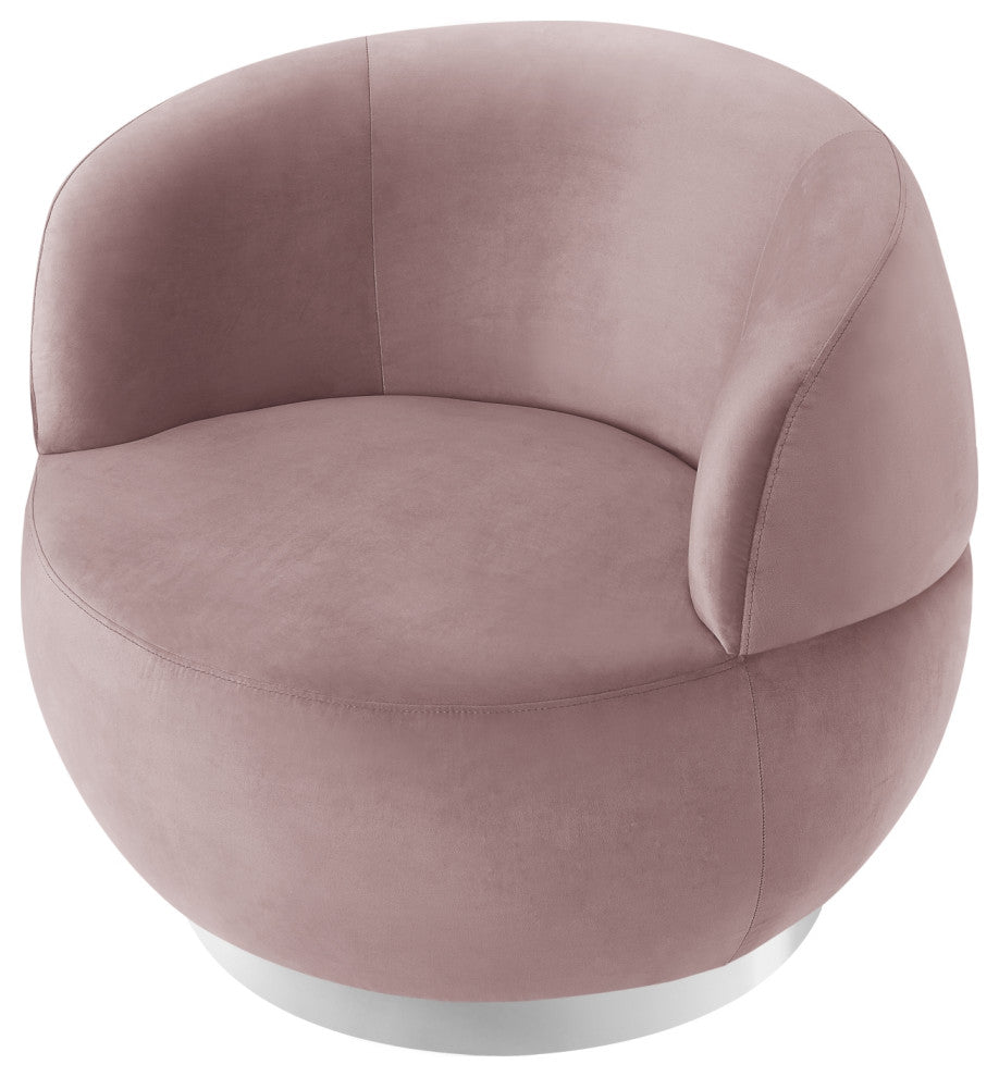 Inspired Home Shaniyah Accent Chair, Swivel, Blush/Chrome Velvet