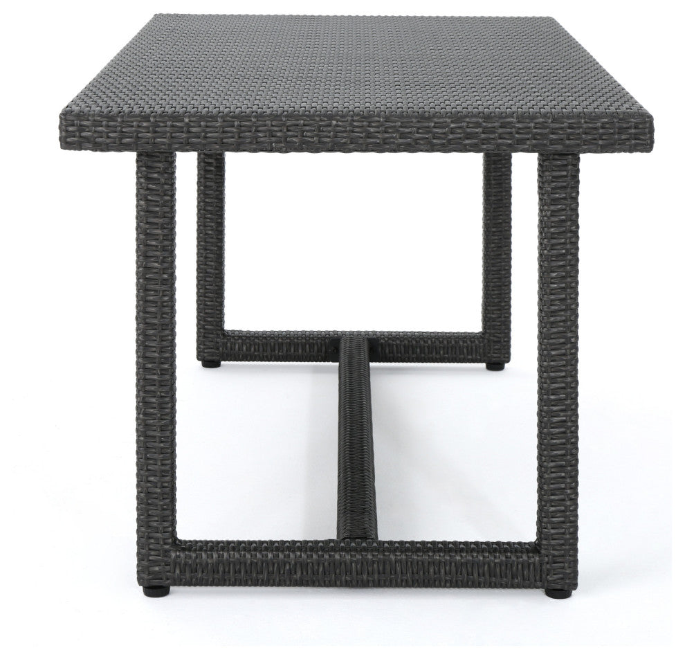 GDF Studio 7-Piece Liam Outdoor Wicker Dining Set, Gray