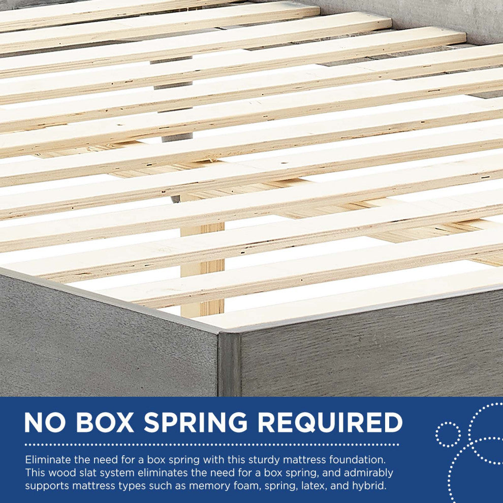 Sierra Cane and Wood Full Platform Bed With Splayed Legs MOD-6700-GRY