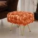 Velvet Pouf Stool Ottoman, Burnt Orange, 27''x20''x20''