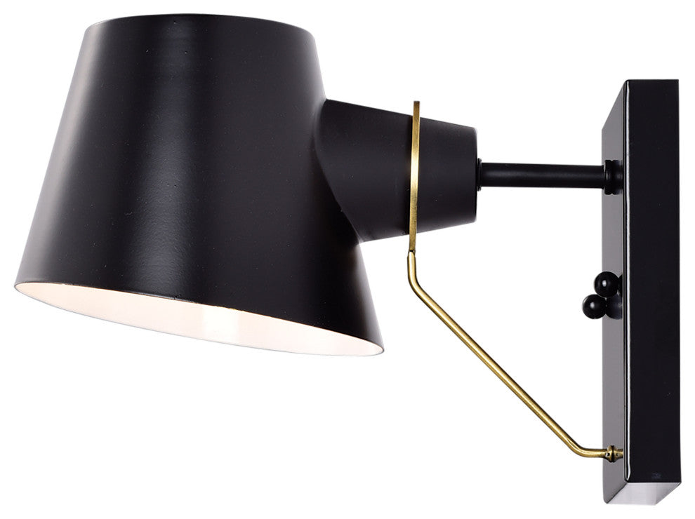 Baxter 1-Light Vanity, Black With Burnished Brass