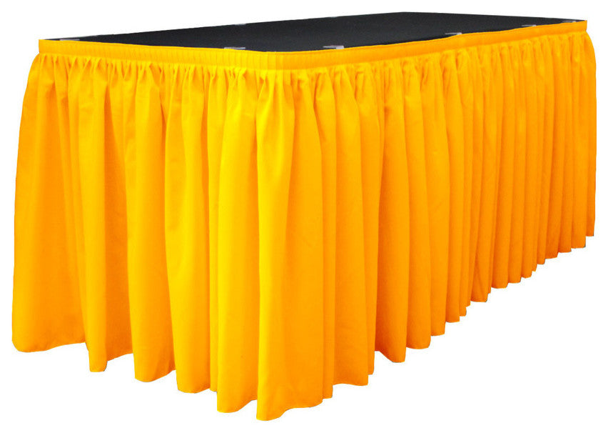 LA Linen Polyester Poplin Table Skirt, Dark Yellow, 252"x29"