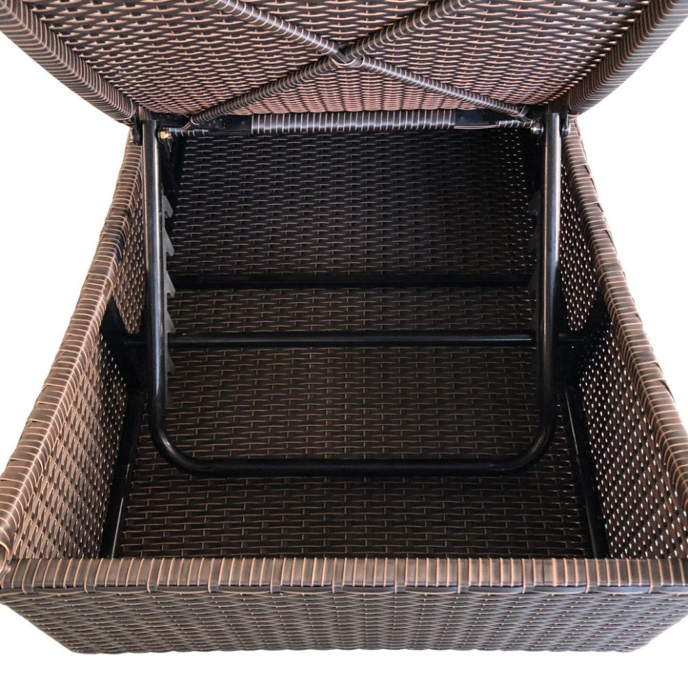 79" Faux Wicker and Dark Gray Cushions Chaise Lounge