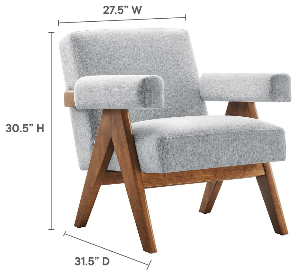 Lyra Fabric Armchair - Set of 2 - Light Gray Fabric