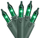 Set of 100 Green Commercial Grade Mini Christmas Lights, Green Wire
