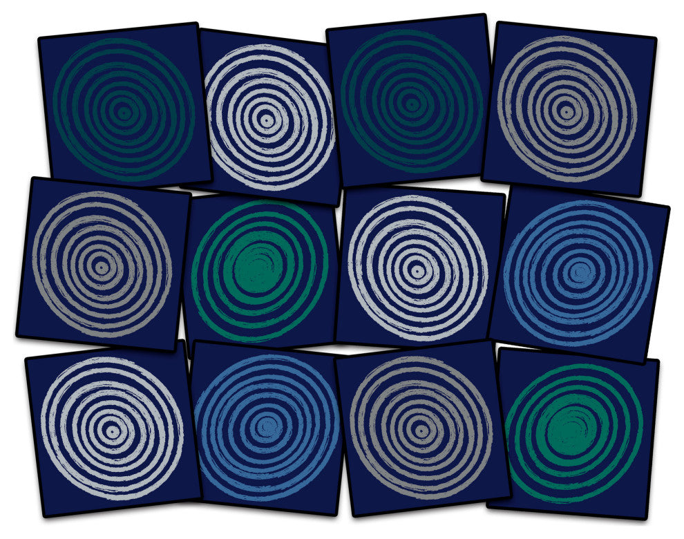 Flagship Carpets CW1861-15S12 Circles Cool, Set of 12